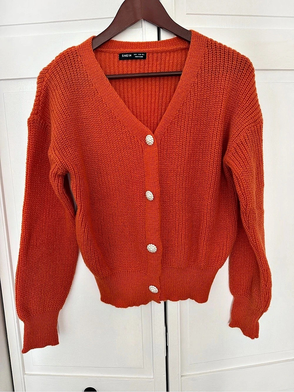 SHEIN Orange Knit Cardigan Size Small Like New